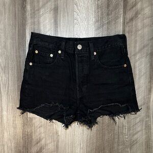 Levi's 501 Original High Rise Frayed Jean Shorts - 24 (Measures 27)